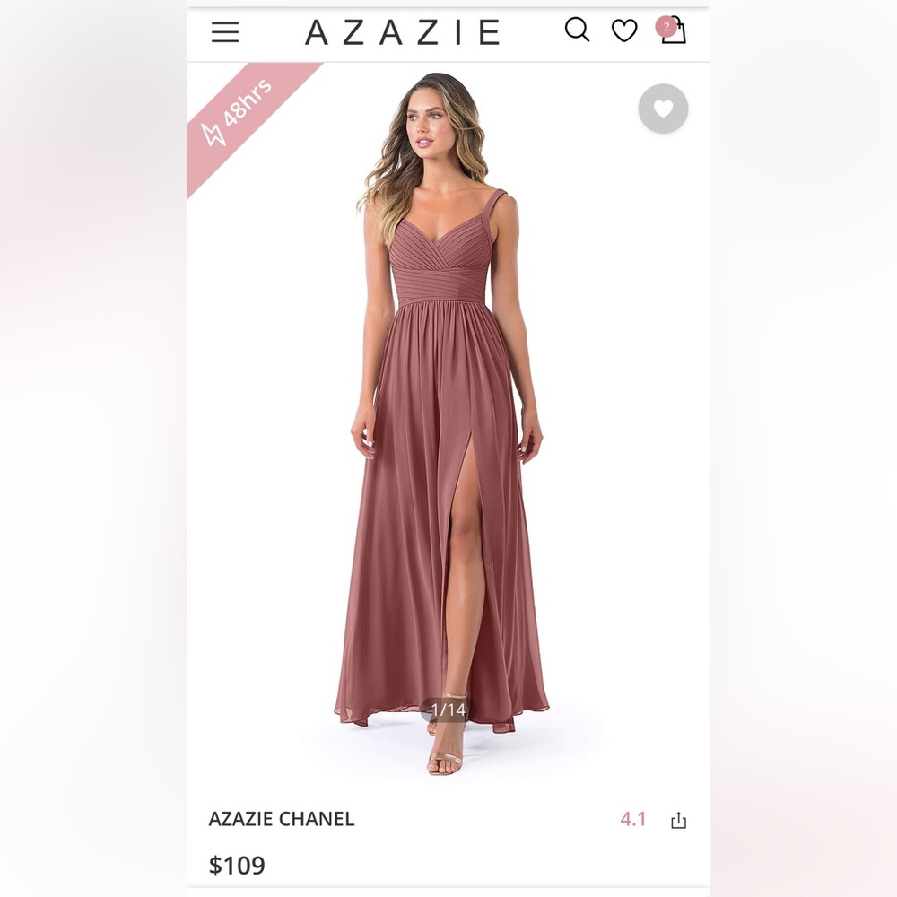 Azazie Chanel Bridesmaid Dress in Desert Rose (size A6)